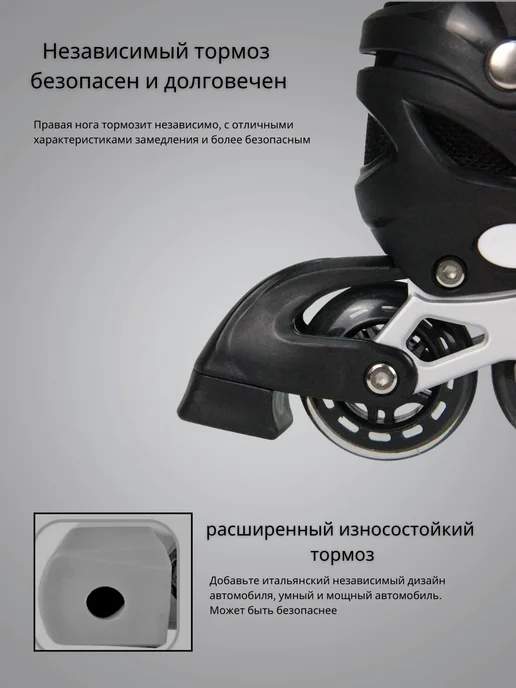 Sport&Fun Роликовые коньки раздвижные детские ролики для девочки, черный, фото 3