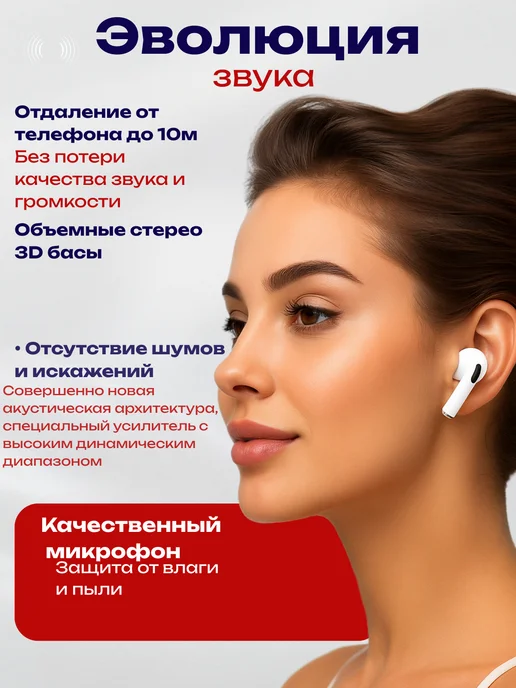 Ir&el Беспроводные наушники Airpods 4 ANC для iPhone и Android, белый, фото 2