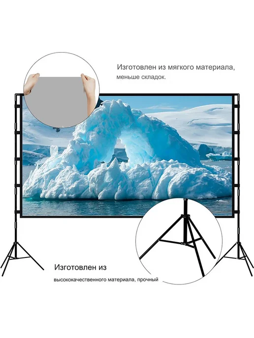 GAINVANE 84" Белый Двойной штатив экран для проектора, отражающий Экраны проекторов, фото 4