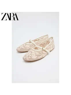 Балетные туфли из искусственной сетки с вышивкой жемчугом zara 413605546 купить за 3 387 ₽ в интернет‑магазине Wildberries