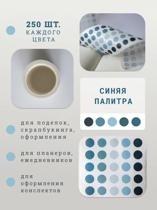 Im OK Стикеры наклейки точки для ежедневника и заметок, синий, фото 2
