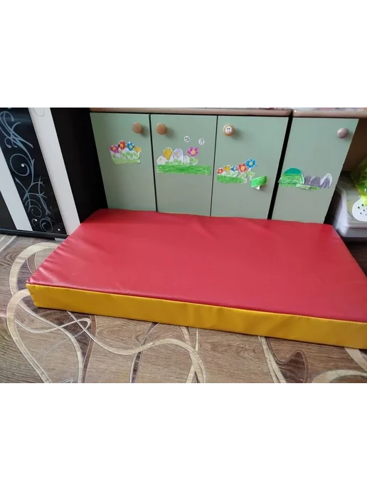 Sportlim Мат 100*50*10 см, винилискожа, цвет красный жёлтый, 100x50
