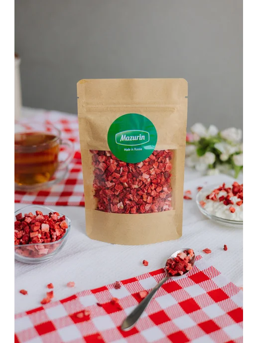 Mazurin Fruits & Berries Клубника сублимационной сушки, кусочки 5-10 мм, 20 г, 20 г