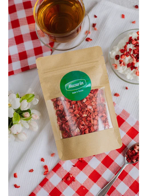 Mazurin Fruits & Berries Клубника сублимационной сушки, кусочки 5-10 мм, 20 г, 20 г, фото 3