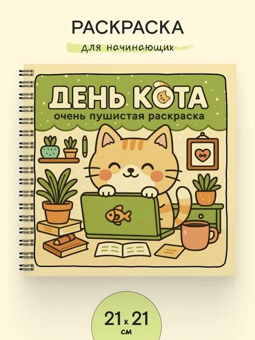 Тукан Антистресс День Кота - раскраска для начинающих, вариант