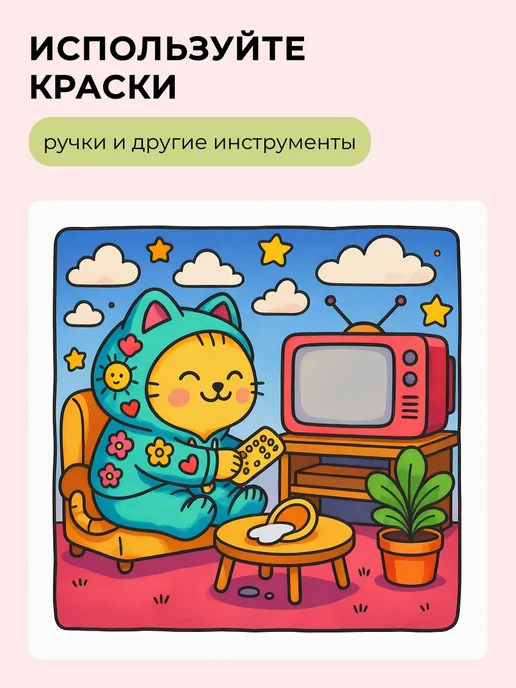 Тукан Антистресс День Кота - раскраска для начинающих, вариант, фото 7