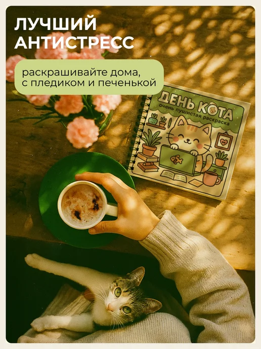 Тукан Антистресс День Кота - раскраска для начинающих, вариант, фото 8