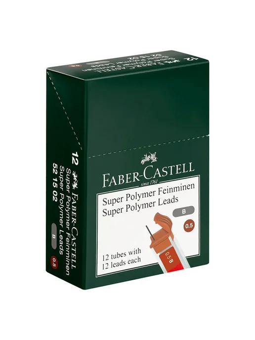 Faber-Castell Набор 12 шт-Грифели для механических карандашей 0,5 мм B, 12 шт, фото 4