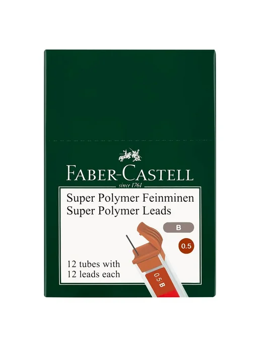Faber-Castell Набор 12 шт-Грифели для механических карандашей 0,5 мм B, 12 шт, фото 5