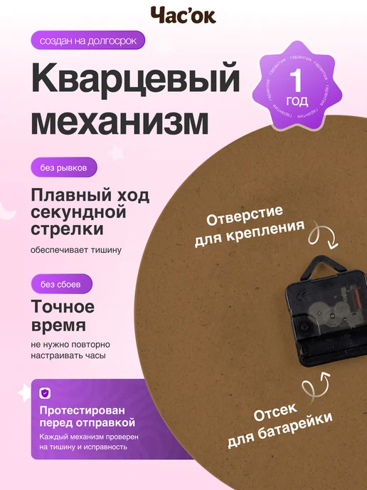 Часы настенные детские бесшумные Кошка 25 см для девочки, синий, фото 3