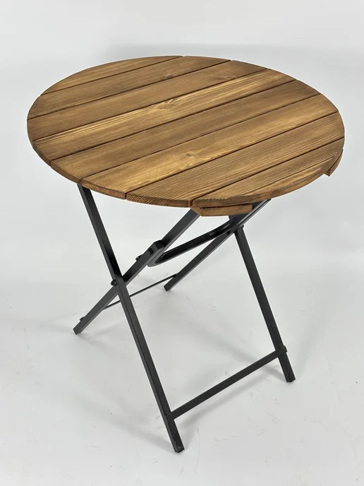 iWood Стол круглый складной для дома дачи и сада, коричневый, фото 5