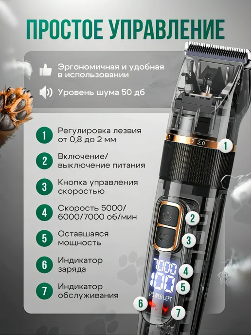 GTVMarket Машинка для стрижки собак и кошек, черный, фото 5