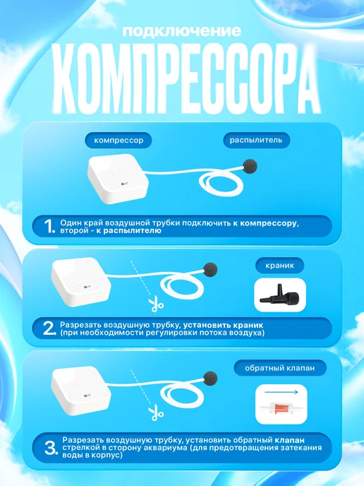 Aethero Компрессор для аквариума бесшумный 5 - 60 - 80 - 100 л, 100 л, фото 5