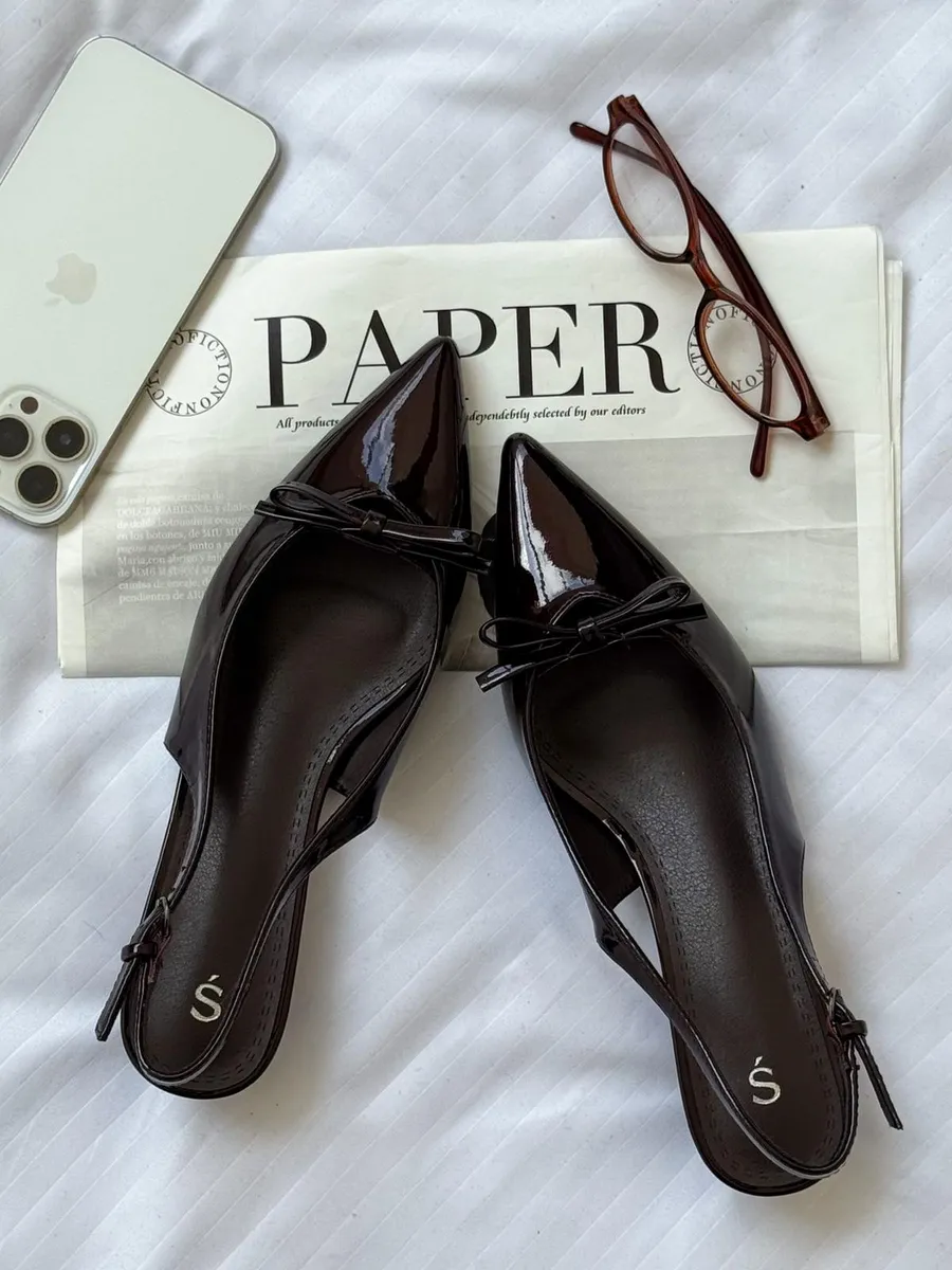 Туфли слингбэки на низком каблуке