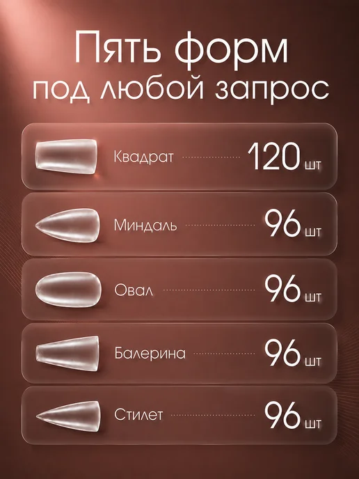 Énamour Типсы гелевые для наращивания ногти 5 форм 504 шт, 504 шт, фото 5