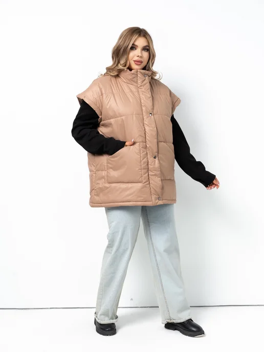 Clozer Жилетка Оверсайз, бежевый, фото 2