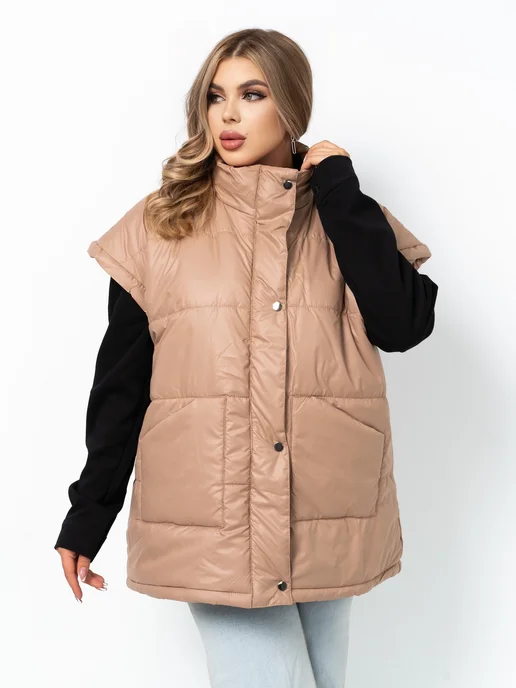 Clozer Жилетка Оверсайз, бежевый, фото 3