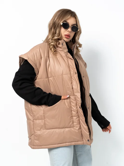 Clozer Жилетка Оверсайз, бежевый, фото 5