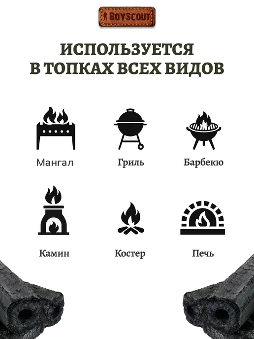 Boyscout Уголь брикетированный длительного горения 2 кг, 2 кг, фото 6