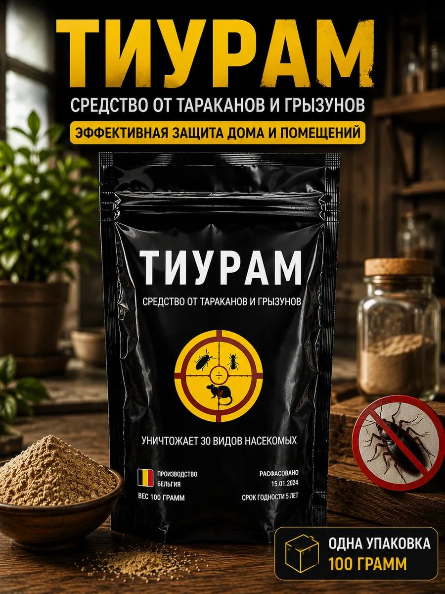 Тиурам от тараканов и всех видов грызунов 100 гр