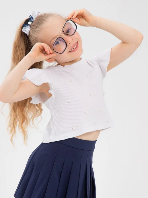 DiaKas Kids Топ для девочки нарядный с бусинками для сада и в школу, вариант, фото 3