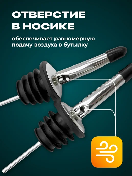 Shiny Kitchen Пробки дозаторы для бутылок вина и масла, черный, фото 4
