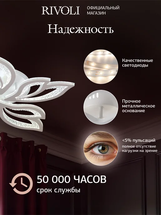 Rivoli Люстра потолочная светодиодная RGB с пультом 140 Вт, 140 Вт, фото 5