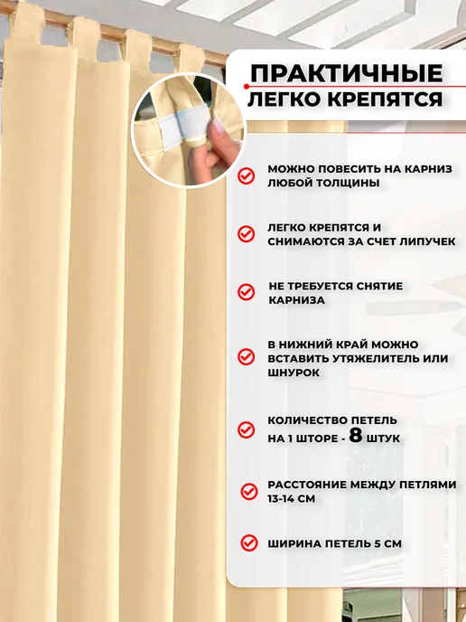 Штора уличная на петлях 3х1,45 Оксфорд 600 крем, 3x1.45, фото 2