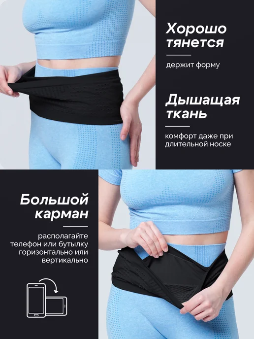 LoriSport Пояс-сумка для бега и велосипеда, черный, фото 2