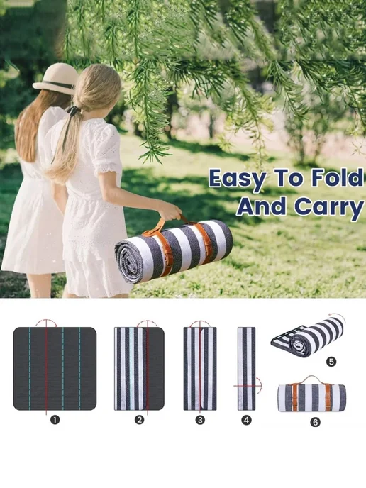 House Prod Складной пляжный коврик-сумка, синий, фото 8