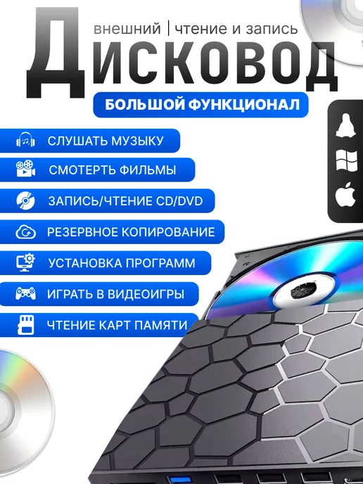 Внешний дисковод для ноутбука USB 3.0 CD-RW DVD-R, и компьютера 8в1, фото 5