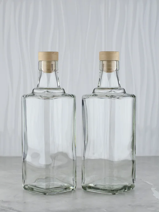 KHome Бутылка стеклянная Куб, с пробкой, 700 мл, 2 шт, 700 мл, 2 шт, фото 2