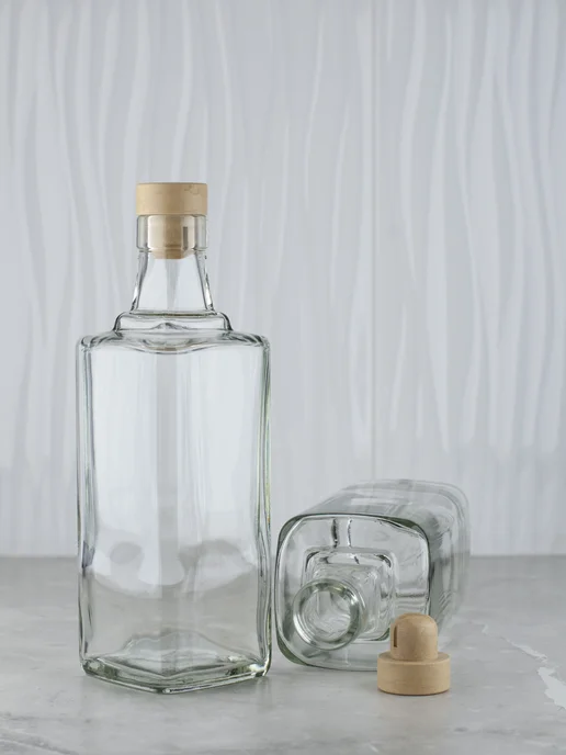 KHome Бутылка стеклянная Куб, с пробкой, 700 мл, 2 шт, 700 мл, 2 шт, фото 4