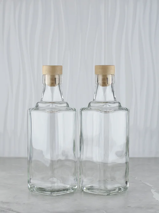 KHome Бутылка стеклянная Куб, с пробкой, 700 мл, 2 шт, 500 мл, 6 шт, фото 3