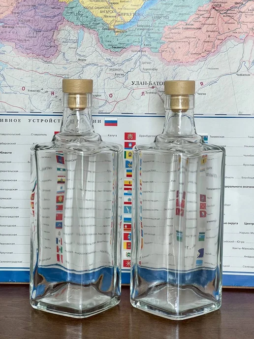 KHome Бутылка стеклянная Куб, с пробкой, 700 мл, 2 шт, 1 л, фото 5