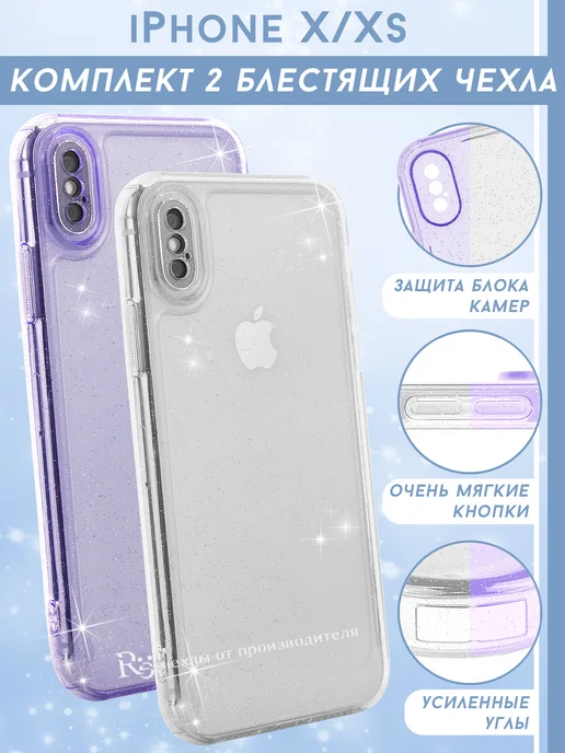 Re: Чехол на iPhone Xs, iPhone X с блёстками (комплект), синий