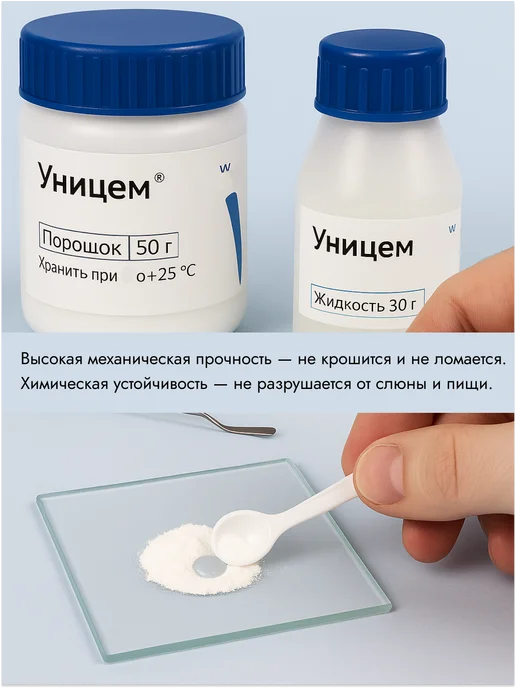 ВладМиВа Уницем светло-желтый, 50+30, цемент стоматологический, 50+30, желтый, фото 3