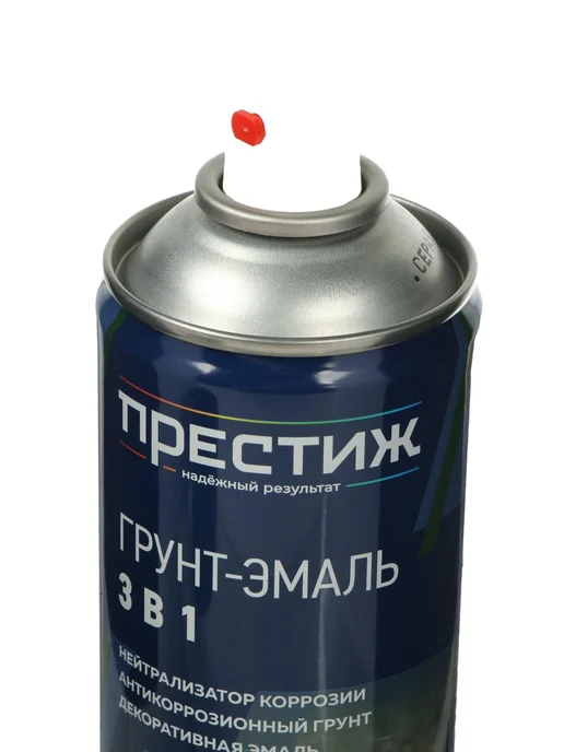 ПРЕСТИЖ НАДЕЖНЫЙ РЕЗУЛЬТАТ Грунт-эмаль аэрозольная 3в1 серая, серый, фото 5
