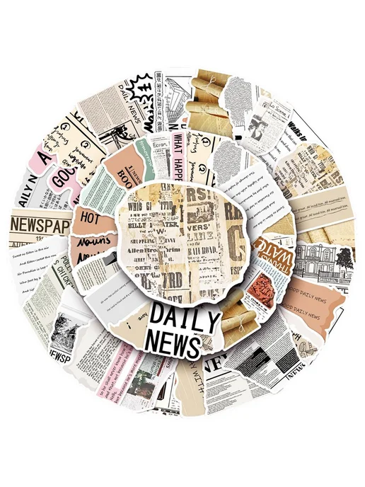LAWE STICKERS Набор самоклеящихся наклеек Newspaper Clipping 50 шт, 50 шт, фото 7
