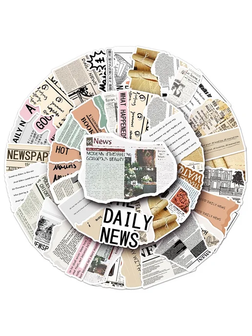 LAWE STICKERS Набор самоклеящихся наклеек Newspaper Clipping 50 шт, 50 шт, фото 8