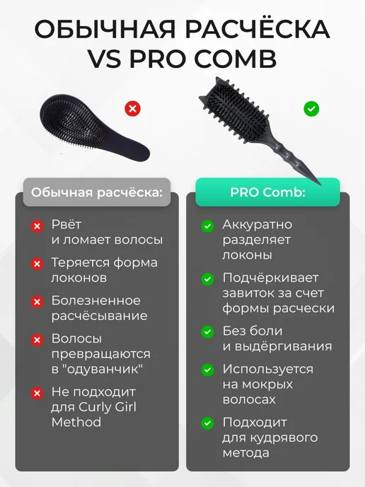 PRO.Comb Расчёска для кудрявых и волнистых волос, черный, фото 8