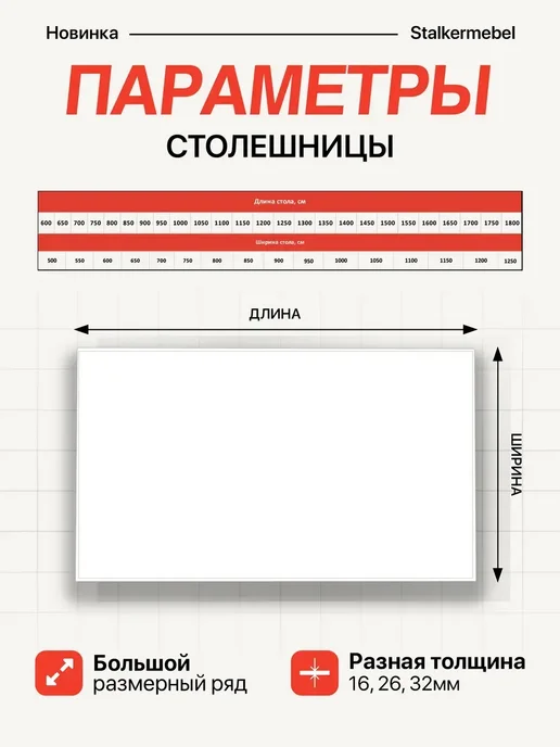 Stalkermebel Столешница для компьютерного стола, 1150x750x16 мм, 1150x750x16 мм, фото 2