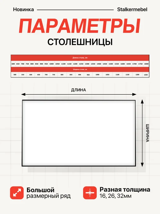 Stalkermebel Столешница для компьютерного стола, 750x500x16 мм, 600x500x16 мм, фото 2