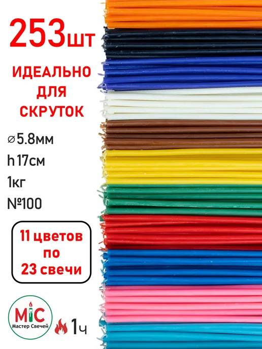 Мастер Свечей Свечи восковые цветные 253 шт для ритуалов и скруток, 253 шт, фото 2