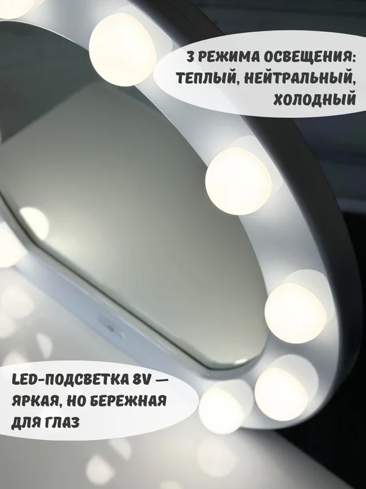 MiWOOD туалетный столик с зеркалом подсветкой и ящиками для девочек, белый, фото 2