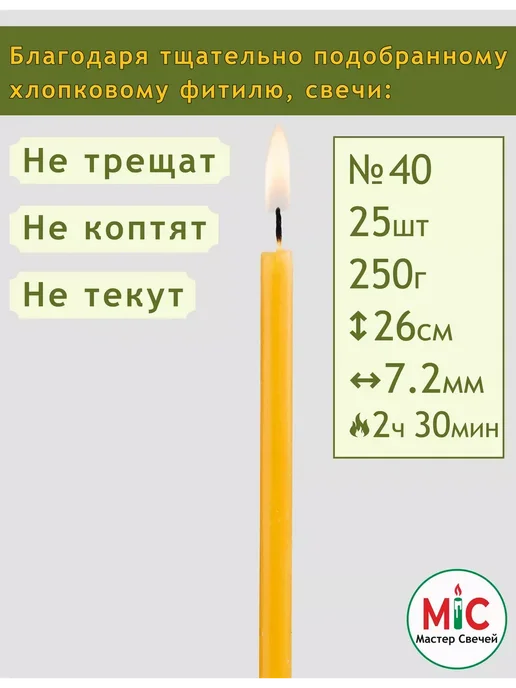 Мастер Свечей Свечи церковные №40 100 шт, 25 шт, фото 3