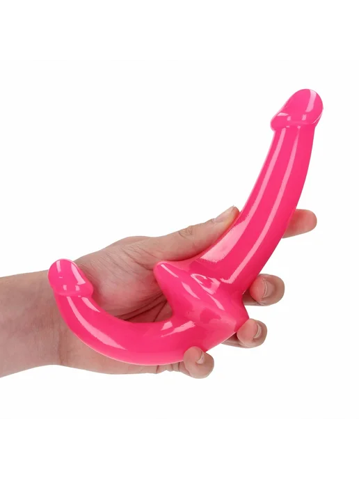 Shots Toys Страпон безремневой люминисцентный салатовый 13,5 см, розовый, фото 7