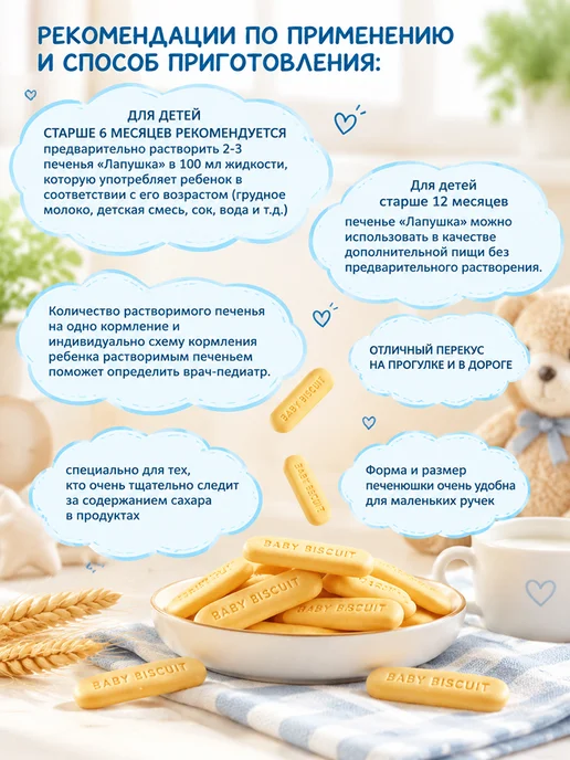 adelia.soap Печенье детское растворимое Без сахара Лапушка, 5 шт, фото 7
