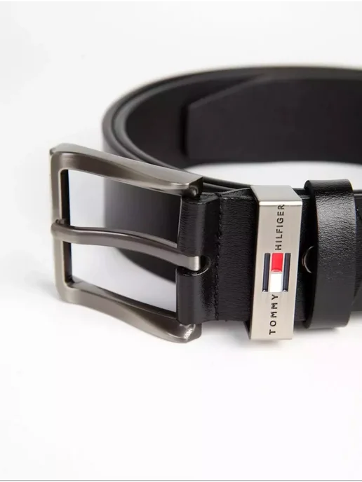 Salvatore Ferragamo Ремень кожаный Tommy hilfiger, черный, фото 6