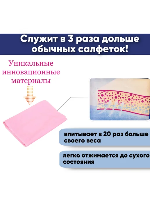 Салфетка тряпка для уборки универсальная абсорбирующая 5 шт, 2 шт, фото 3